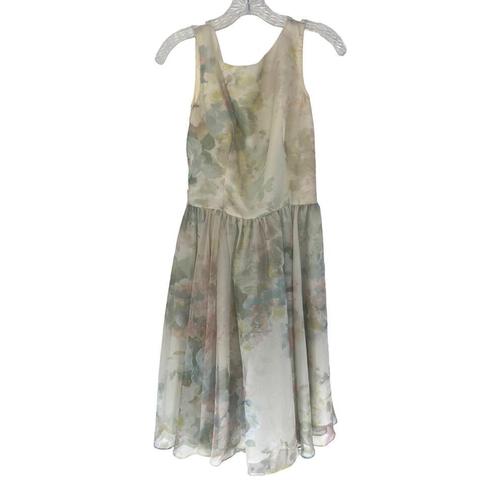 Lanz Originals‎ Vintage Green Floral Fairycore Watercolor Whimsical Dress